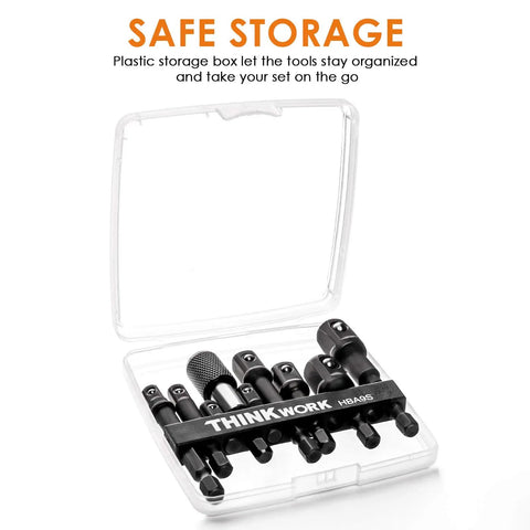 Heavy Duty Impact Socket Adapter Set For Power Tools With storage case, sockets, and magnetic bit holder visible
