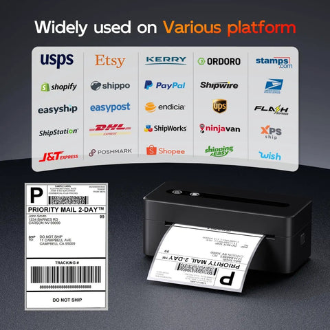 No Fuss Compact Wireless Thermal Label Printer For Quick Shipping And Packing 4X6 Sticker Generator printing a shipping label.