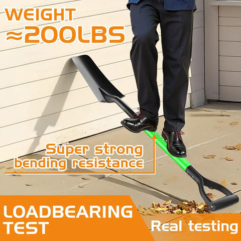 Spade Shovel For Transplanting And Digging In Tight Spaces 45 Inch Steel D Grip Spade With Fiberglass Handle loadbearing test