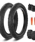 Fat Sixteen By Two Point Five Inch Electric Bike Tire With All Terrain Knobby Tread For E Trikes And E Bikes Foldable Replacement Tire For Snow Sand Mud And Dirt High Traction And Strong Grip Durable Heavy Duty Design, two tires, tubes, and levers