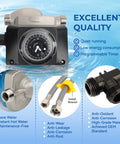 Hot Water Recirculating Pump Kit For Tank Water Heater With Programmable Timer, showing timer and brass fittings.