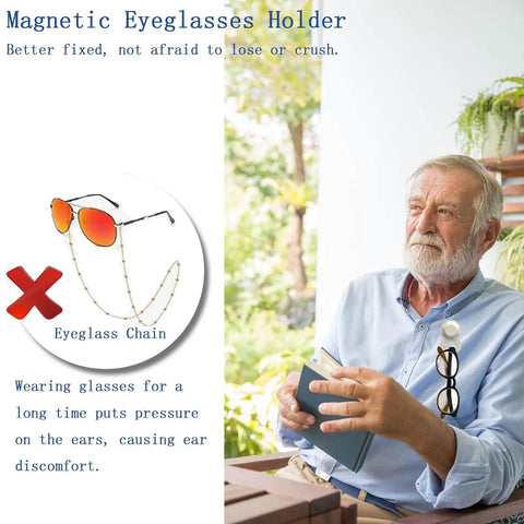 Secure Eyeglass Holder Clip For Clothes That Keeps Your Glasses From Dropping Or Getting Misplaced Or Scratched In The Office, Classroom, Or Outdoors, A Practical Glasses Accessory For Busy Pros shown on a man's shirt pocket.