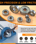 Deep groove ball bearings set, carbon steel, double shielded, 60 pieces in 6 sizes