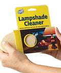 Hands holding Easy To Use Sponge Lamp Shade And Fabric Cleaner For Delicate Fabrics And Lampshades, No Fuss Dust, Dirt, And Pet Hair Removal