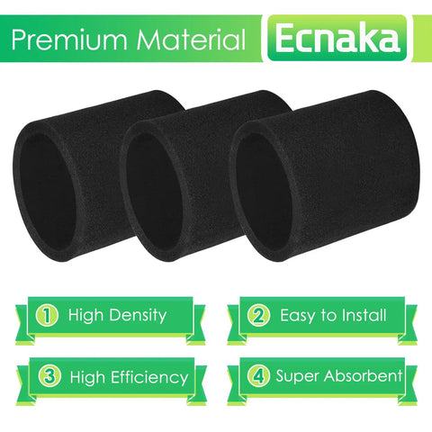 Three Pack Foam Sleeve Filters And Three Pack Wet Dry Vacuum Filters For 5 Gallon And Up Vacuums VF2002 Dry Discs With Three Retaining Bands