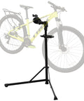 Mechanic Bike Repair Stand With Adjustable Height And Tilt Pro Grade Quick Release 360 Degree Rotation Heavy Duty Clamp Holds Up To 55 Lbs Works With Standard Mountain And Road Bikes Tool Plate Included holding bicycle