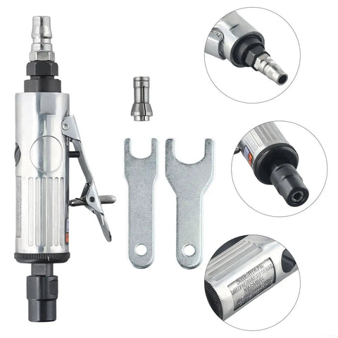 Heavy Duty Pneumatic Air Die Grinder Kit For Precision Polishing And Deep Engraving Built With Tough Aluminum Housing and accessories.