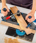 User operating Half Lap Jig For Woodworking That Makes Tight Clean Joints Easy On Any Router Table Portable Durable Pro Grade Precision Sled