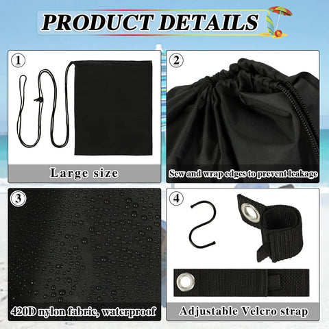 Product details of 2 Pack Large Beach Umbrella Sand Bags Heavy Duty Waterproof Counterweights with straps and S hooks