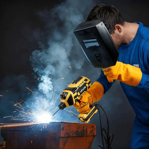 Portable Handheld ARC Welder 20 To 120 Amp With 5 Level Current Adjustment And IGBT Inverter 110V Stick Welder in use