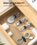 Silicone Cable Ties 10 Pack Cord Organizer With Secure Lock Buckle Durable Reusable Wire Management Strap For Travel And Home Use