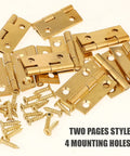 Ten Pack Mini Solid Brass Hinge For Jewelry Box Cabinet Drawer Butt Hinge One Inch Small Hinges With Screws Included
