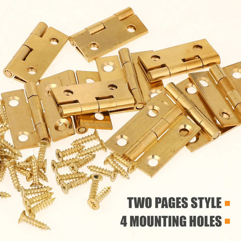 Ten Pack Mini Solid Brass Hinge For Jewelry Box Cabinet Drawer Butt Hinge One Inch Small Hinges With Screws Included