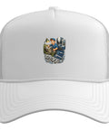 Cool Machinist CNC Vise Gauge Square Tools Hat For Men Gifts Trucker Cap features a printer graphic on white foam front.