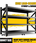 Beefy 5000 Lbs Capacity Heavy Duty Garage Shelving System With 4 Adjustable Tiers, Metal Storage Racks For Garage Basement Warehouse, 69 W x 24 D x 64 H Black, Sturdy And Versatile, 69W x 24D x 64H black steel rack
