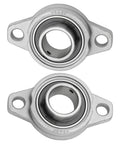 Set Of 2 Flanged Pillow Block Bearings 25mm Bore Self Aligning Zinc Alloy 2 Bolt Mounts, front view