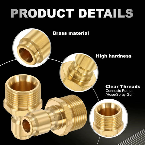Two Pack Pressure Washer Adapters Three Eighths Inch Male Quick Plug To M22 14mm Male Quick Connect Brass Swivel Fittings For Power Washers Hose Beefy Durability brass threaded fittings
