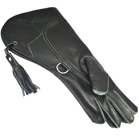 Heavy Duty Black Nubuck Leather Falconry Glove For Eagle Hawk Falcon Owl Handling Left Hand 14 Inch Protection From Talons