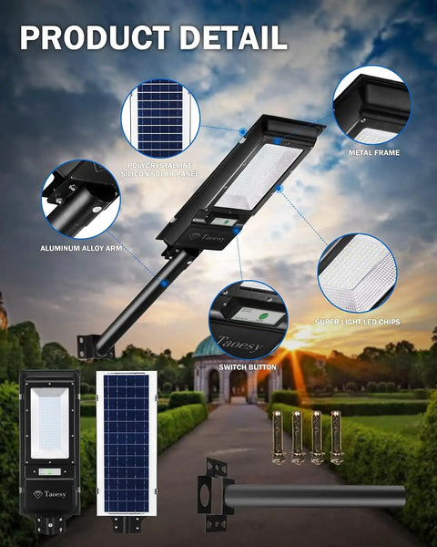 800W Solar Street Lights Outdoor With 60000LM Motion Sensor And Remote Dusk To Dawn IP65 Waterproof Flood Light detail view