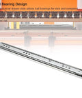 Heavy Duty Self Locking Drawer Slides 12 Inch Side Mount Extension Glides featuring triple locking mechanism with ball bearing design.