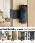 Anti Theft Doorbell Mount For Video Doorbell Gen 1 And Gen 2 No Drill With Rain Cover Keeps Your Camera Safe From Thieves Easy Clip On Install No Blocked Sensor Or Night Vision Weatherproof Shield For Outdoor Use shown on inward-opening door