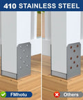 Comparison of installed 410 Grade Stainless Steel Deck Screws 150 Pack With T20 Star Drive vs other screws on outdoor wood post.
