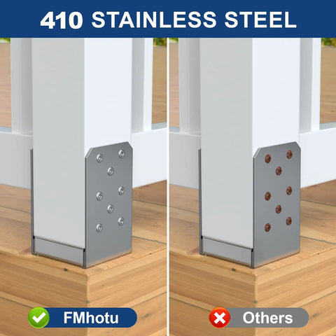 Comparison of outdoor wood job mounts with Top Shelf 410 Stainless Steel Deck Screws Number 8 X 1.5 Inch 150 Piece Pack.