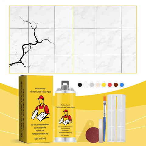 Fast-Drying Tile Repair Glue Kit For Cracks, Chips, And Holes In Ceramic, Porcelain, Marble, Granite - Pro-Grade Stone Tile Repair Paste Set, 3 Pack For Glaze And Surface Fix
