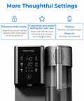 Close-up of Mineral Rich A2G Countertop Reverse Osmosis System With Hot And Cold Water On Tap, showing digital display and tap handle.