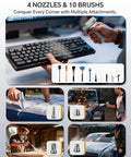Person using a Powerful Cordless Air Duster With LED Display And Brushless Motor 150000 RPM 4 Gear Turbo Blower on a keyboard.