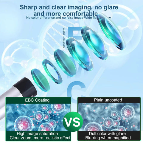 Kid Friendly For All Ages 40x To 2000x Microscope With Phone Adapter And Slides Set For School, Lab And Home Education, crystal lens comparison