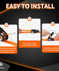 Installation steps for Heavy Duty Ratchet Tie Down Straps 4 Pack One Inch By Fifteen Feet With Rubber Grip Buckles and Soft Loop Hooks.