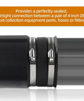 Four Inch Blast Gates For Dust Collection Systems And Vacuum Fittings with hose cuff connector demonstrating airtight seal