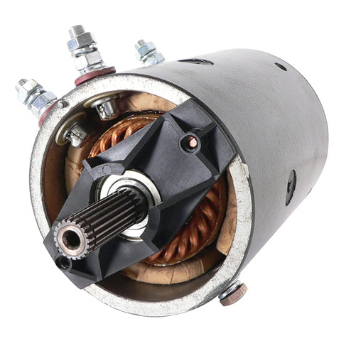 Beefed-Up 12V Winch Motor Replacement For Warn 20 Spline With Double Ball Bearing Fits MRVB4 MRVB5 MRVB7 close-up view