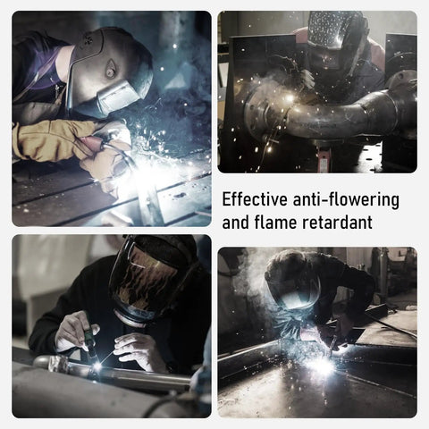 Welder wearing Reversible Welding Cap For Men And Women, Washable Fireproof Welders Hat With Flame Retardant Cotton.