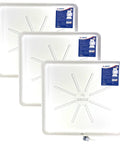 Three white Pro Washing Machine Pan For Floor Protection With 1 Inch Drain Fitting Included Drilled Drain Pan For Washer And Dryer
