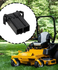 Rock Solid 2 Pin Fuse Holder Fixed Socket Drops Right In For No Sweat MPN 601047 shown on yellow zero turn lawn mower.