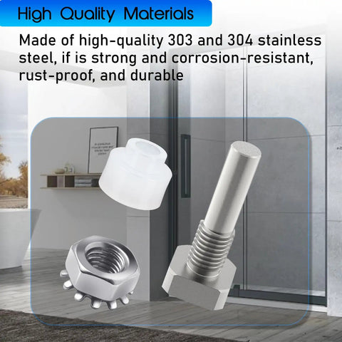 Upgraded Shower Door Pivot Pin Replacement Kit For Framed Glass Swing Doors Heavy Duty Stainless Steel Hinge Repair showing stainless steel parts.
