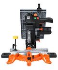 Back view of Two-In-One Miter And Table Saw With 8-1/4 Inch Blade, Precision Laser Alignment, splash guard, adjustable angles at 0°