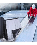 Heavy Duty Aluminum Foil Flashing Tape For Roof Repair And Leak Patching Self Adhesive Weather Resistant Underlayment Roll For Outdoor Sealing being applied on a roof.