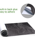 Contour Map Grip Tape For Skateboards 33 By 9 Inches Black With White Contour Lines showing self-adhesive backing detail