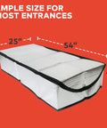 Attic Stair Cover 25x54x11 Inches With Easy Access 2 Zip Design For Quick Attic Access And Superior Insulation R15.5 on red background