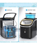 Hassle Free Countertop Ice Maker With 30 Lbs Daily Yield And Automatic Self Cleaning Plus 24 Hour Smart Timer, showing water tank and ice compartment.