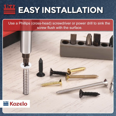 200 Piece Phillips Flat Head Wood Screws 4x30mm Carbon Steel Countersunk Self Tapping For Furniture Assembly Interior Trim Outdoor Projects Black Great For DIY Projects And Home Improvement with various screw types shown