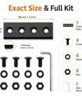 Heavy Duty Sliding Barn Door Track Connector Rock Solid Carbon Steel Splice Kit includes connector plate, screws, nuts, and washers.