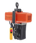 Heavy Duty 1100 Lb Electric Chain Hoist 15 Ft Lift 120V Copper Motor with remote control and hook attachment.