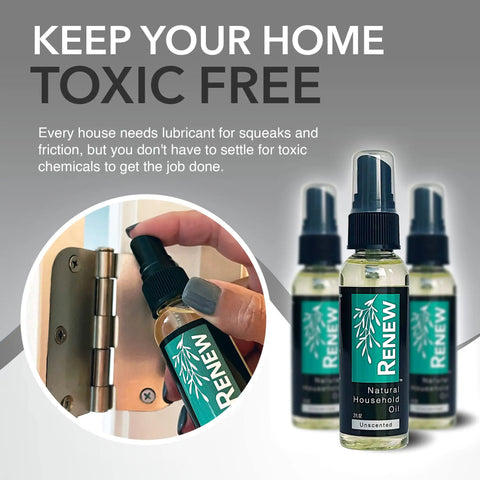 Renew Natural Household Oil Unscented All Purpose Lubricant Spray for doors, hinges, and locks, eco-conscious and safe for pets