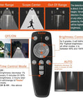 Remote control for Two Pack 300W Solar Security Flood Lights With 10000LM 492 LEDs, featuring brightness and time modes.