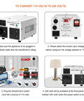Beefy 800W Step Up Down Voltage Converter Transformer 110V To 220V 220V To 110V With US UK EU Power Cords Three AC Outlets instructions