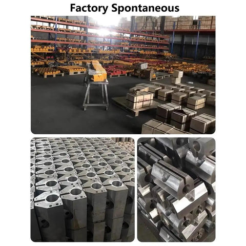 Factory scene showing various steel lift magnets and machinery parts in storage, highlighting heavy duty equipment.